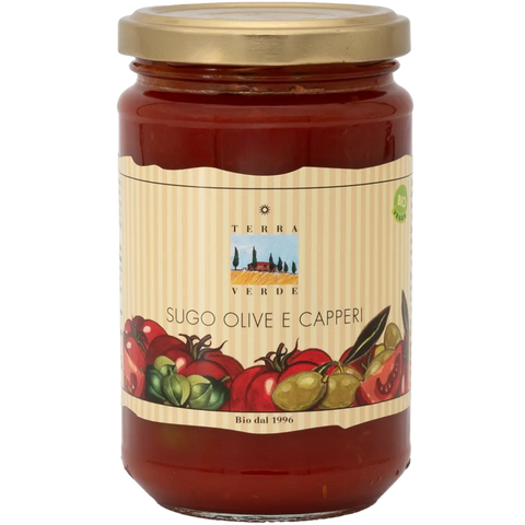Bio Tomatensugo mit Oliven und Kapern