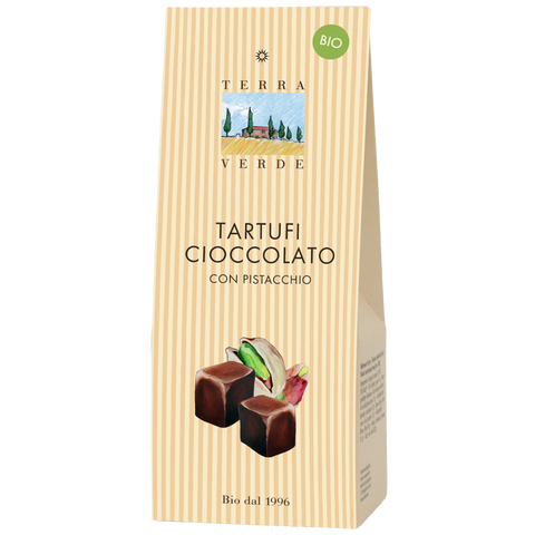 Tartufi cioccolato con Pistacchio| dunkle Trüffelpralinen mit Pistazien | Terra Verde | 100% Bio