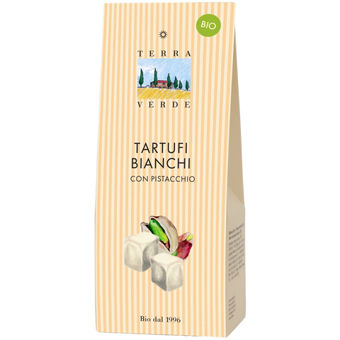 Tartufi bianchi con Pistacchio| helle Trüffelpralinen mit Pistazien | Terra Verde | 100% Bio