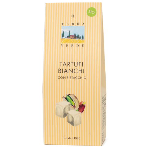 Tartufi bianchi con Pistacchio| helle Trüffelpralinen mit Pistazien | Terra Verde | 100% Bio