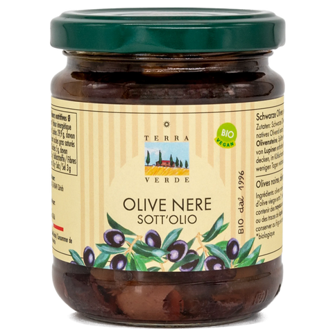 Schwarze Bio Oliven eingelegt in Öl