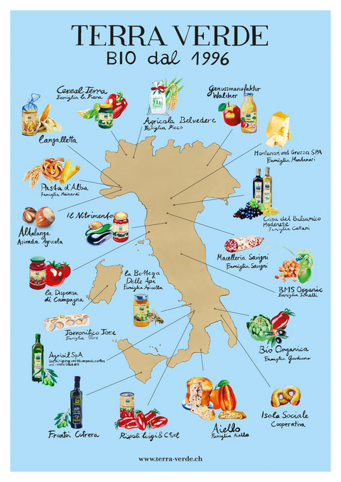 Italienkarte mit Terra Verde Produzenten